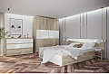 Спален комплект Сити 7071 160/200 см сонома арвен / бяло гланц хайглос