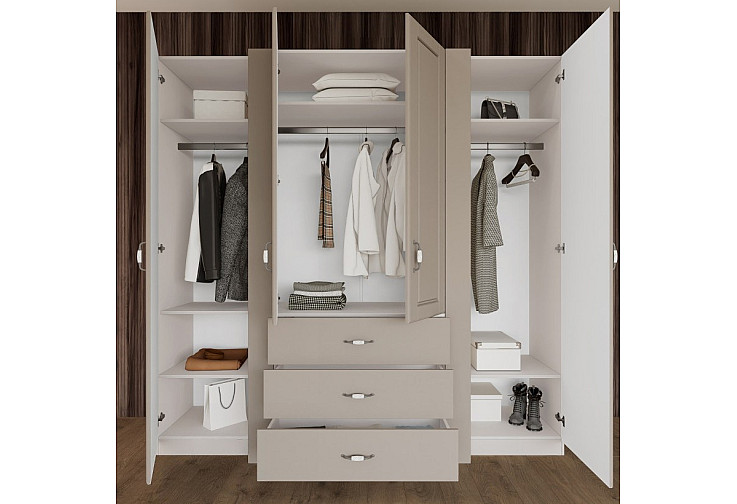 Четирикрилен гардероб Boutique кашмир / капучино мат