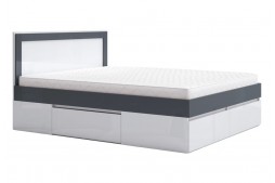 Двойно легло с чекмеджета ЛЕО 10 за матрак 160/200 см антрацит гланц / бяло гланц