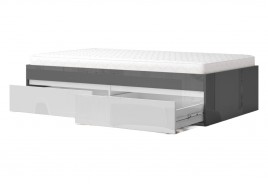 Легло персон и половина с чекмеджета ЛЕО 120 антрацит гланц / бяло гланц
