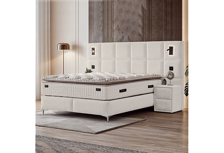 Тапицирана спалня с матрак IBIZA 160 х 200 - крем AN