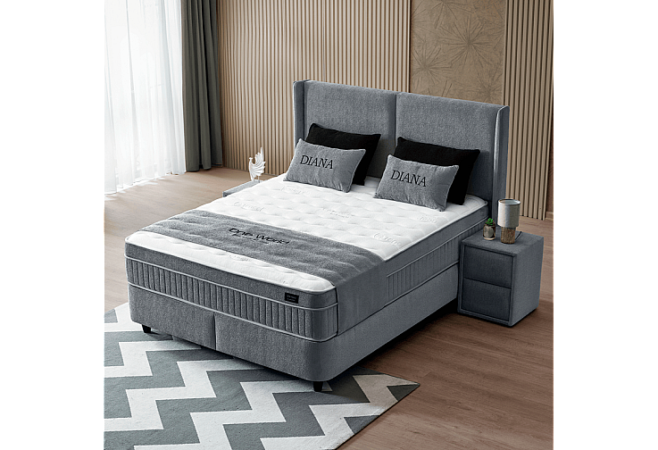 Тапицирана спалня с матрак DIANA 140 x 200 - тъмносив 328