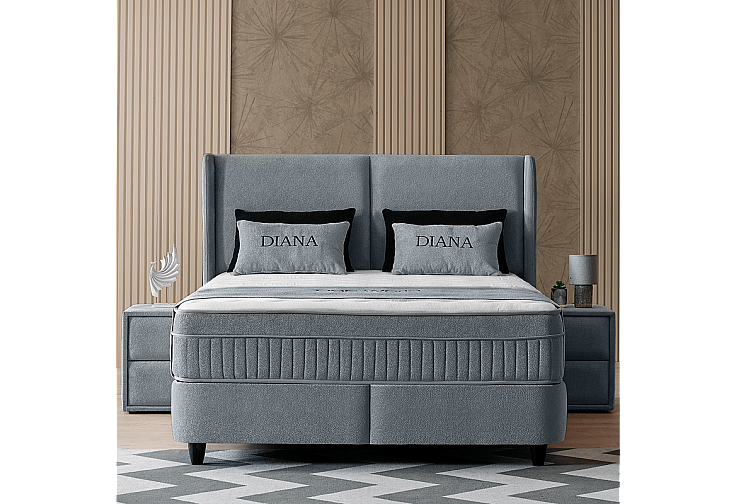 Тапицирана спалня с матрак DIANA 140 x 200 - тъмносив 328