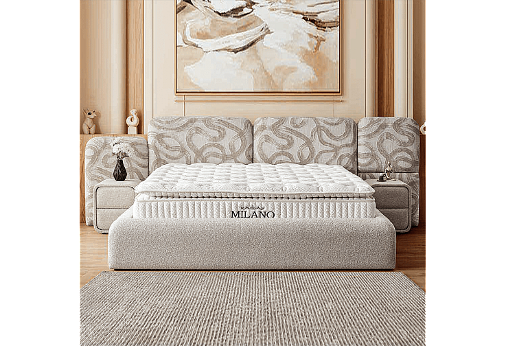 Тапицирана спалня с матрак MILANO 160 x 200 - сив A