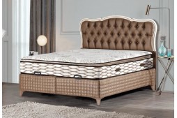 Луксозно тапицирано легло с матрак 160/200 см и повдигащ механизъм VITA BELLA бежово
