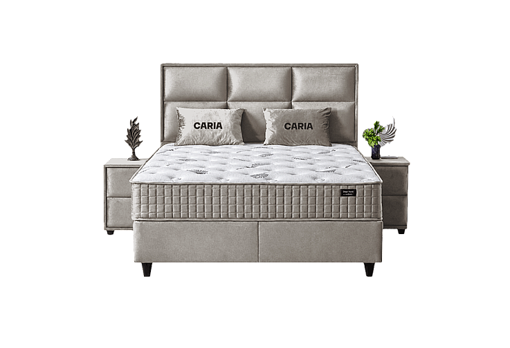 Тапицирана спалня с матрак CARIA 160 x 200 - перла SY