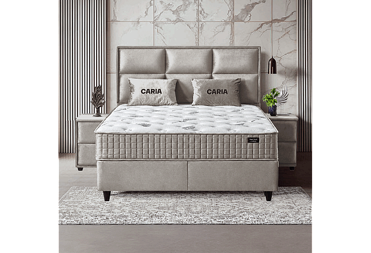 Тапицирана спалня с матрак CARIA 160 x 200 - перла SY
