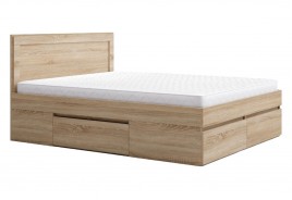 Двойно легло с чекмеджета ЛЕО 10 за матрак 160/200 см дъб сонома