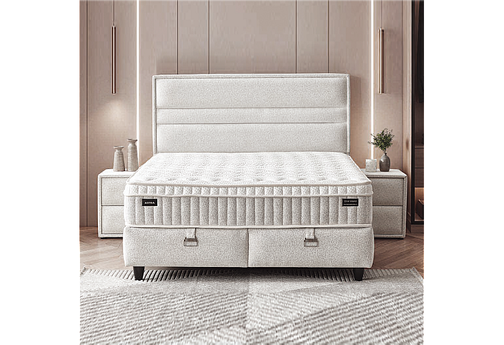 Тапицирана спалня с матрак ASTRA 140 x 200 - перла SY