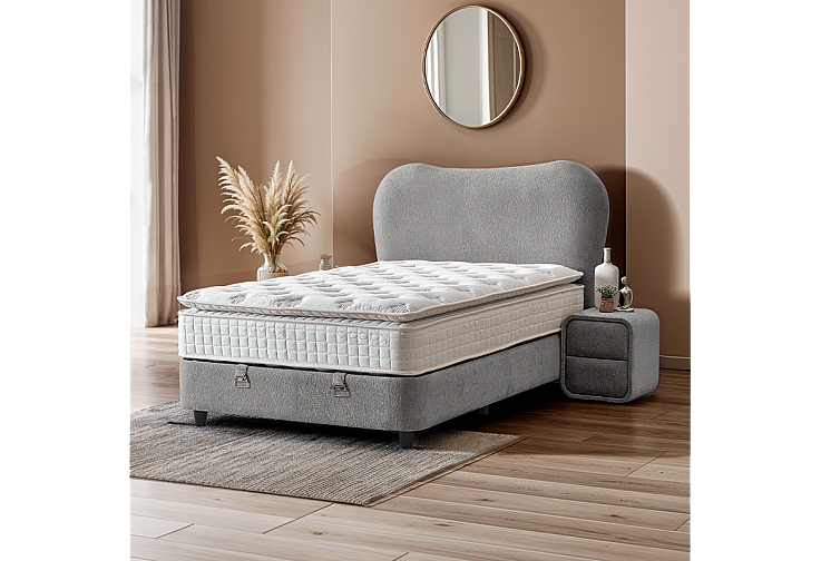 Тапицирана спалня с матрак MOON 120 х 200 - сив 18