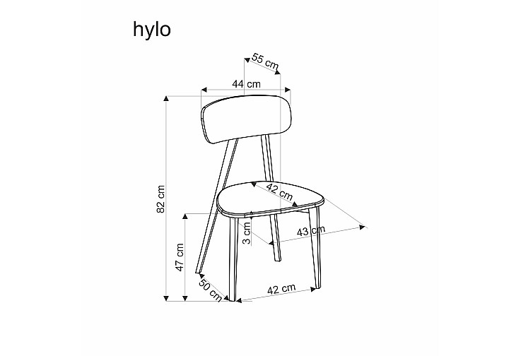 Трапезен стол HYLO черно/ дамаска SERTA 2 бежово