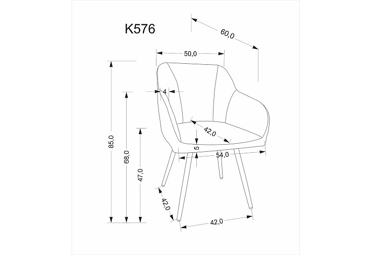 Трапезен стол K 576 пепел / черен