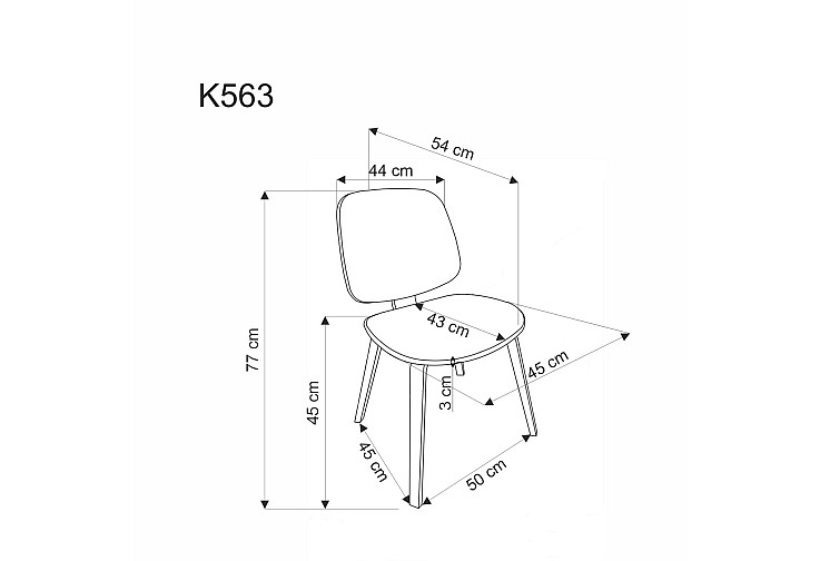 Трапезен стол K563 орех / сиво / черен стол