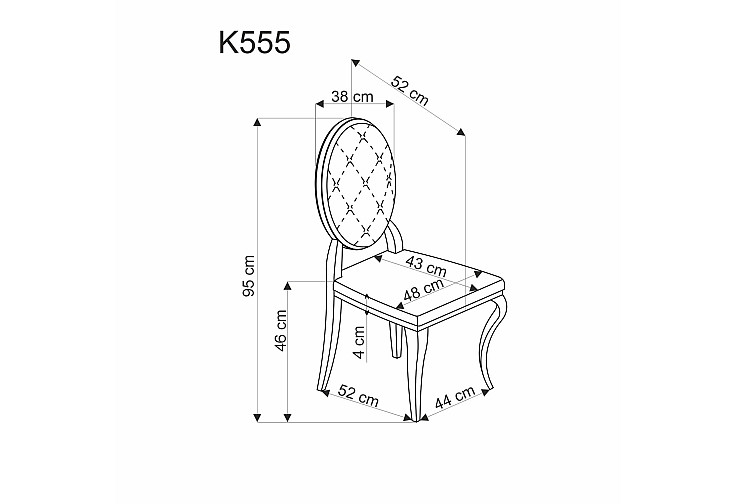 Трапезен стол K555 сив / сребро