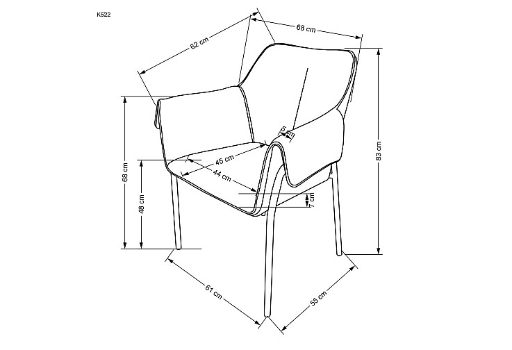 Трапезен стол K522 сив