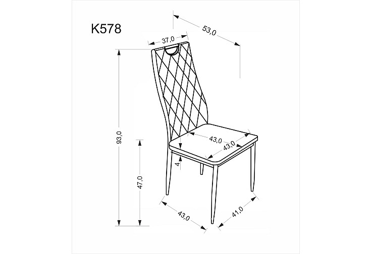 Трапезен стол K 578 черен / сребрист хром