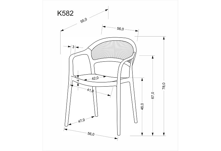 Трапезен стол K 582 черен / натурален