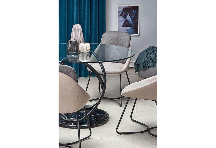Кръгла маса OPTICO стъкло / черно, черен мрамор