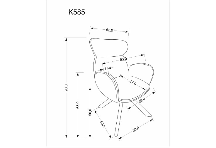Трапезен стол K 585 тъмнобежов / дъб натурален
