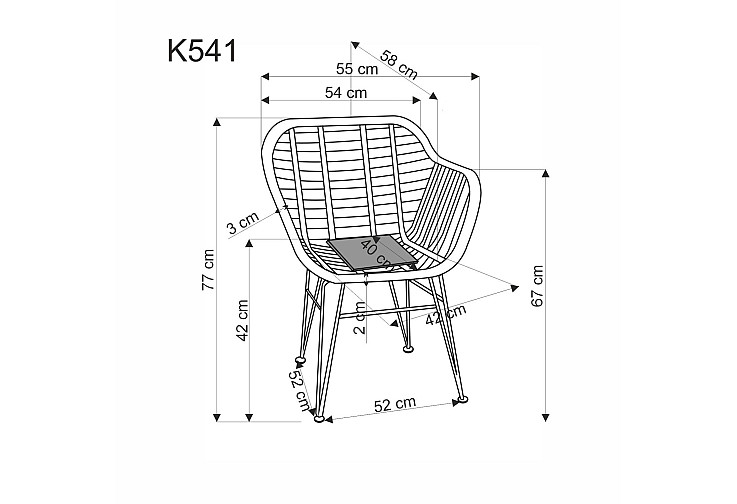 Трапезен стол K541 натурален / сив