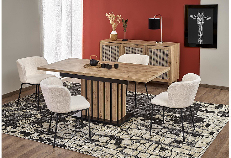 Разтегателна маса LAMELLO 160 / 210 дъб артисан / черно