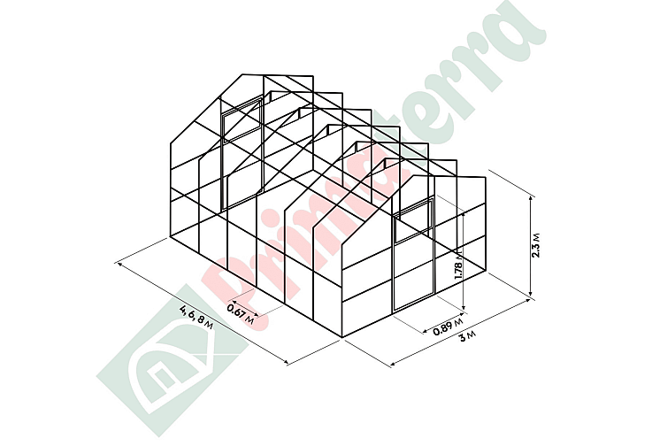 Оранжерия Primaterra DOMIKA 3x10х2,4 м ПК-4 мм